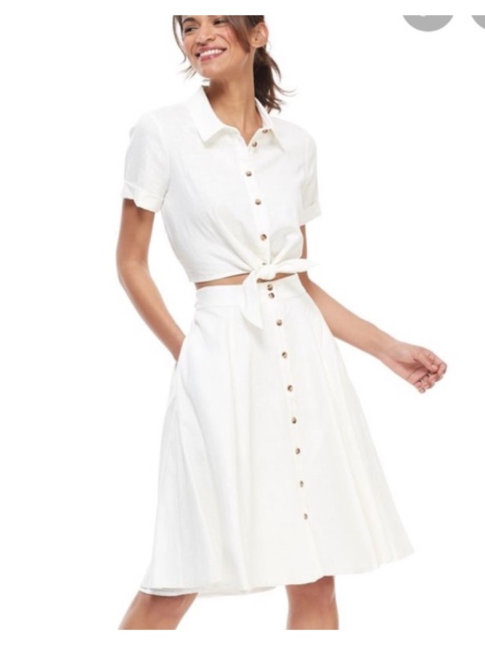 Gal Meets Glam White Button-Front A-Line Skirt and coordinating top